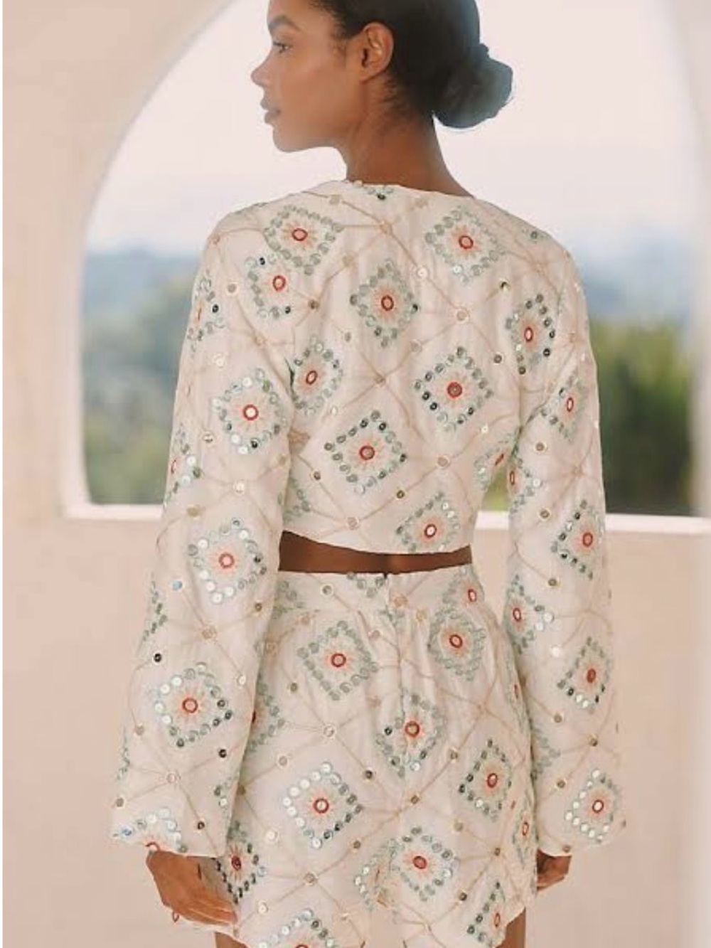 Women’s Cream Embellished Cropped Jacket - Designer Style